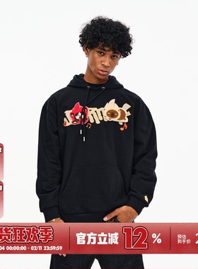 BURNIN*贴贴萌宠系列魔术贴连帽卫衣男秋冬休闲宽松情侣帽衫上衣