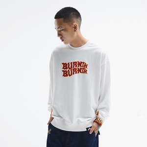 BURNIN* FIRE HOODIE 火焰圆领套头卫衣 袖口火纹刺绣发泡潮流