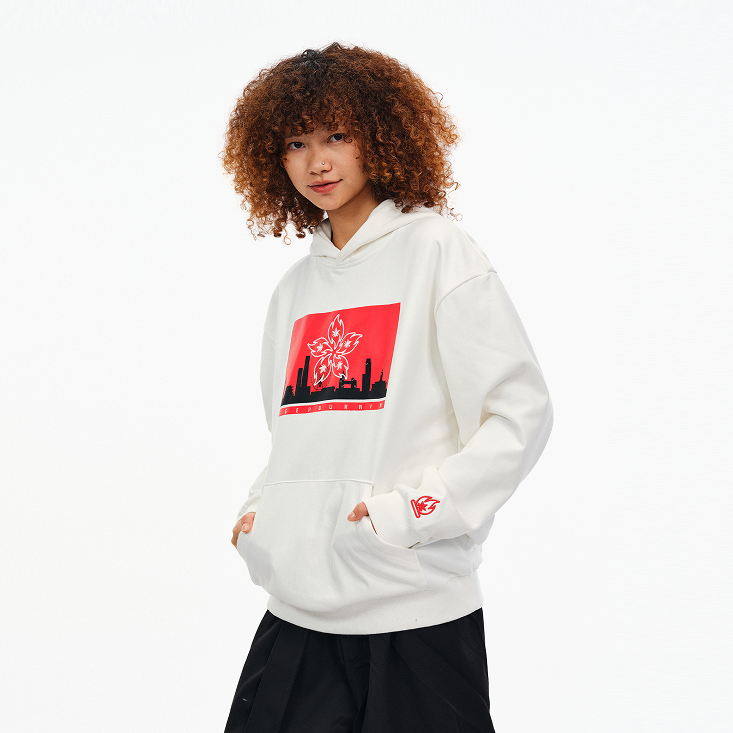 火苗花csc城市夜景剪影连帽卫衣