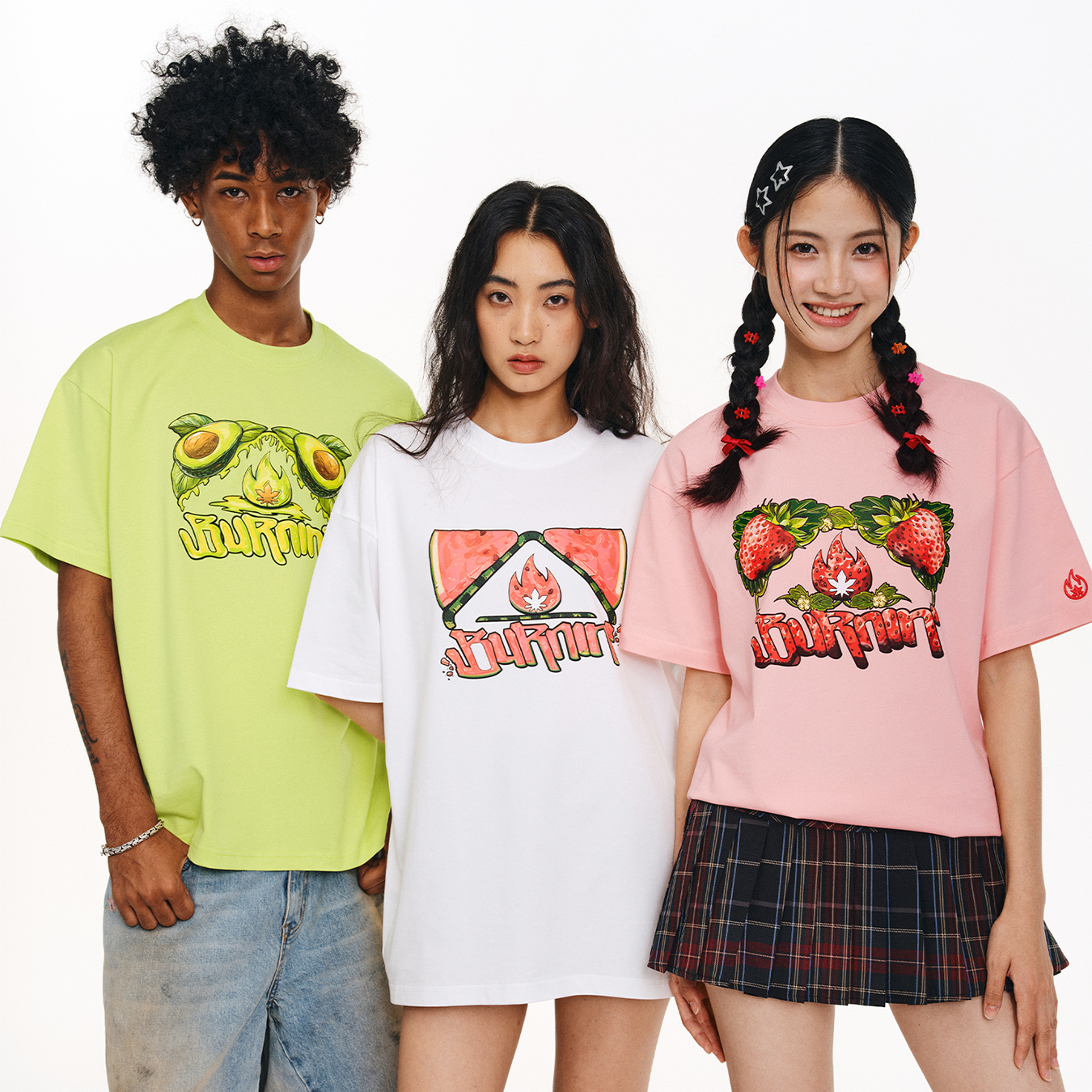 「都爱吃」水果方片logo短袖T恤