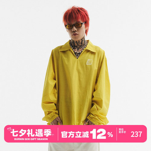 条纹休闲长袖polo衫纯棉v领