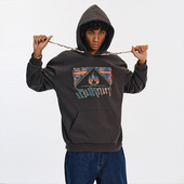 男女同款 BURNIN 民族风毛毡贴布绣方片LOGO帽衫 宽松休闲连帽卫衣