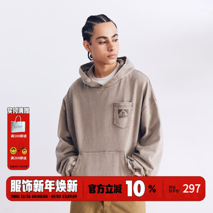 帽衫 BURNIN 「97’series」磨损方片logo洗水做旧连帽卫衣情侣装