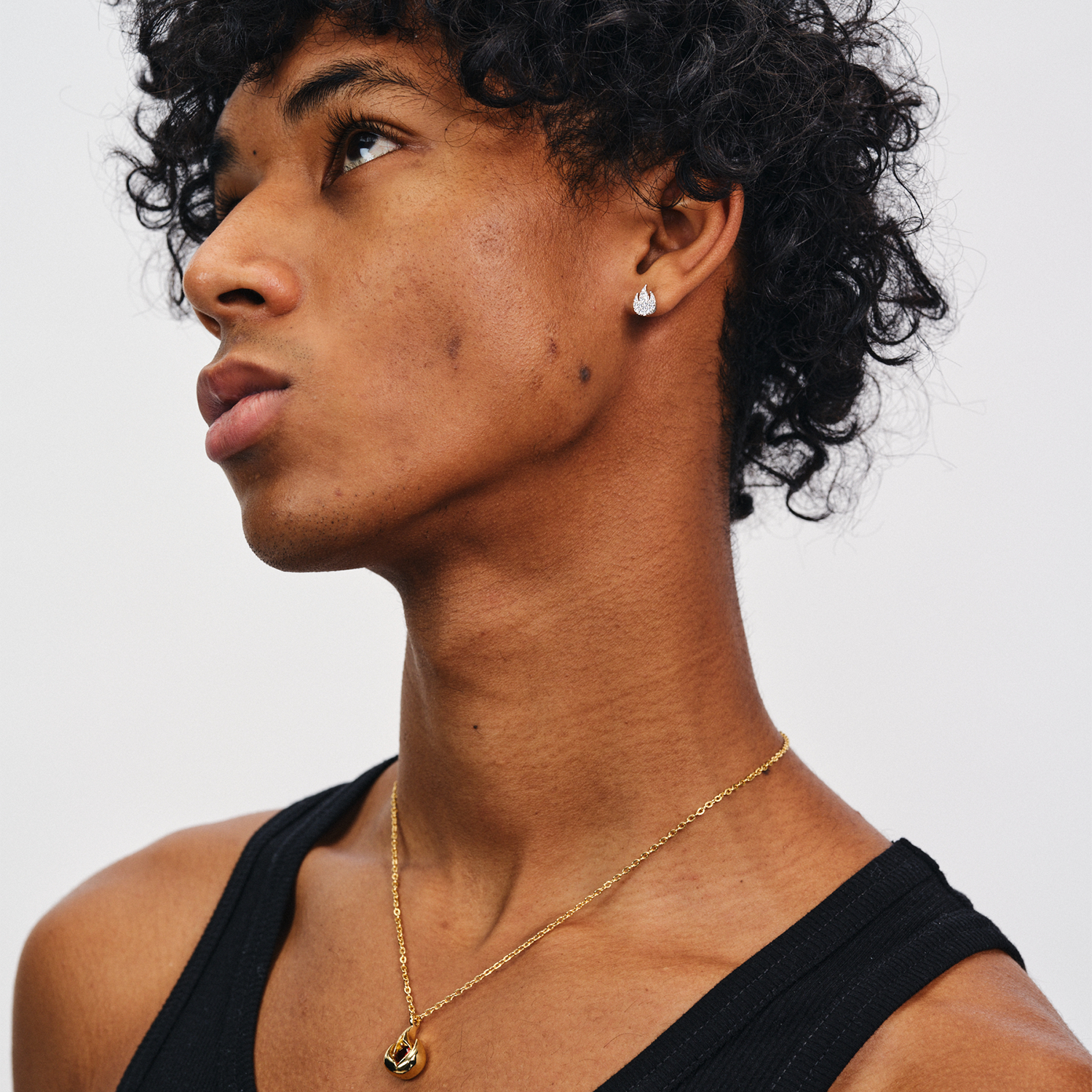 BURNIN*小火苗s925通体银锆石耳钉高级感潮流个性欧美痞帅耳饰