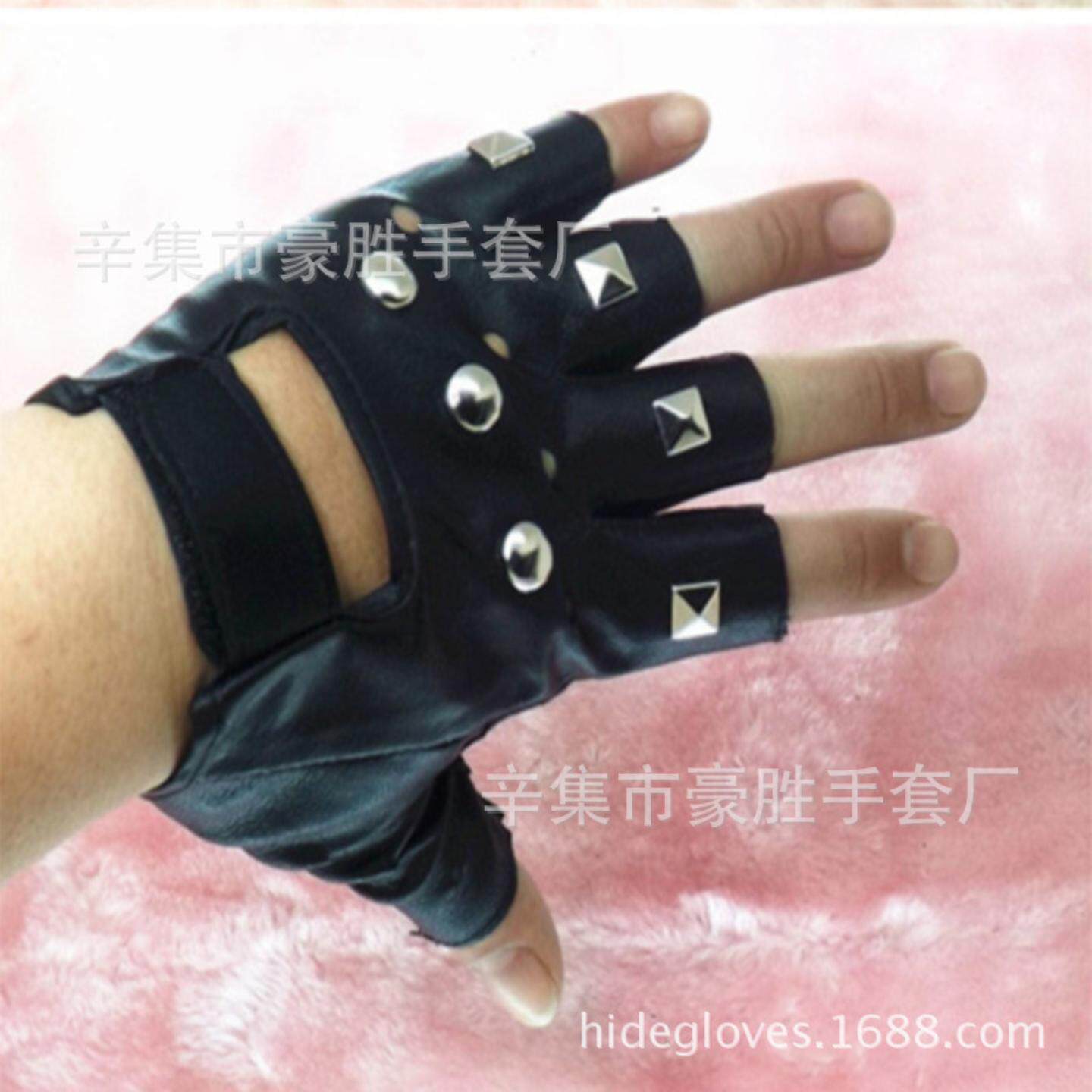 厂家批发真皮手套朋克街舞铆钉