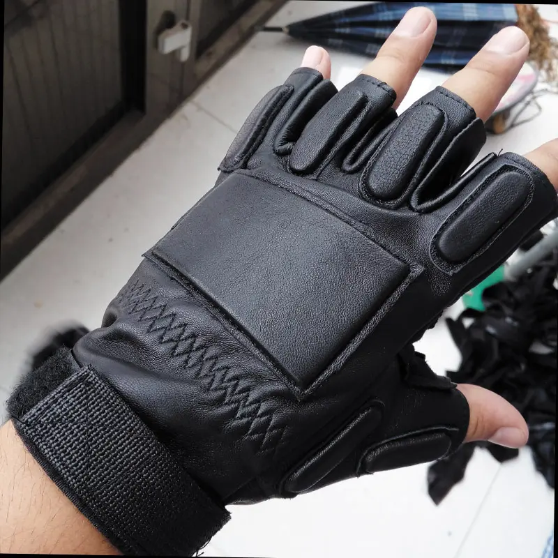 真皮半指手套男开车运动防滑露指 骑行战术休闲保暖健身骑行手套
