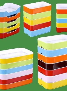 双色长方形叠加盘子火锅串串香专用配菜盘自助烤肉店专用餐具商用