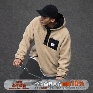 潮WOO专属wedenborg日系纯色羊羔绒连帽卫衣男春秋潮牌羊羔绒白色