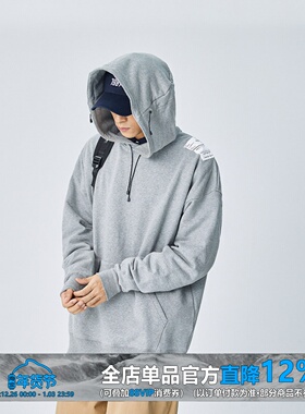 潮WOO专属WEDENBORG原创日系灰色连帽外套卫衣男百搭春秋宽松国潮