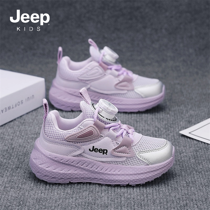 Jeep女童运动鞋2025新款儿童专业跑步鞋夏季单网鞋透气网面女孩鞋