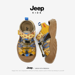 耐磨透气沙滩鞋 Jeep儿童包头凉鞋 男女童户外溯溪凉鞋 新款 2026夏季