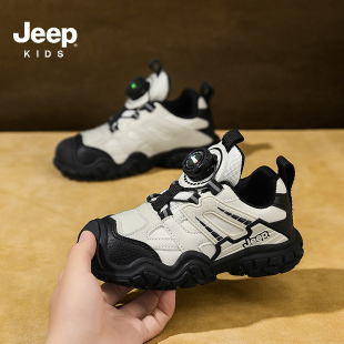 旋纽扣皮面女童运动鞋 儿童老爹鞋 Jeep2025新款 奥特莱斯折扣官网