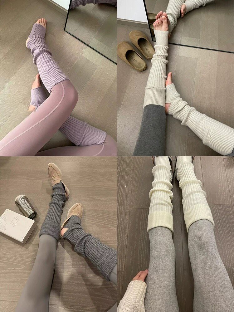 秋冬百搭款羊绒袜套瑜伽护腿套女简约加厚保暖脚套
