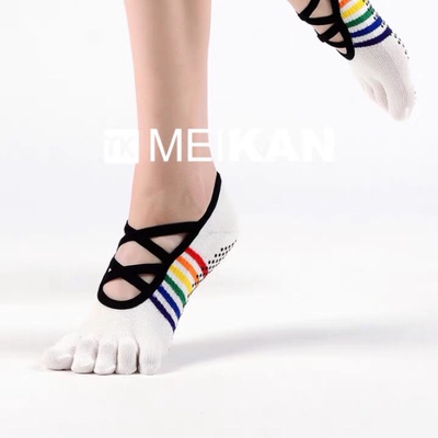 MEIKAN 瑜伽袜露背防滑袜女五指袜健身运动普拉提袜子分指地板袜
