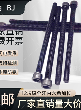 12.9级全牙内六角螺丝加长杯头螺杆全螺纹M6M8M10M12M14M16M18M20