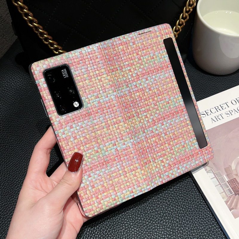 适用华为matex2智能翻盖皮套新款x2典藏版折叠屏编织纹手机壳x2休眠手机套保护套高级感粉色小众支架式全包女,3C数码配件,手机保护套/壳,淘宝优惠券,粉丝福利购,淘宝优惠卷