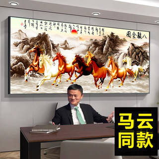 数字油画diy油彩画八骏图马到成功大幅客厅中式装饰画办公室挂画