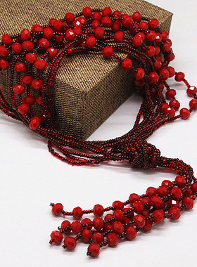 原搭水晶串珠日韩百外套长毛衣链