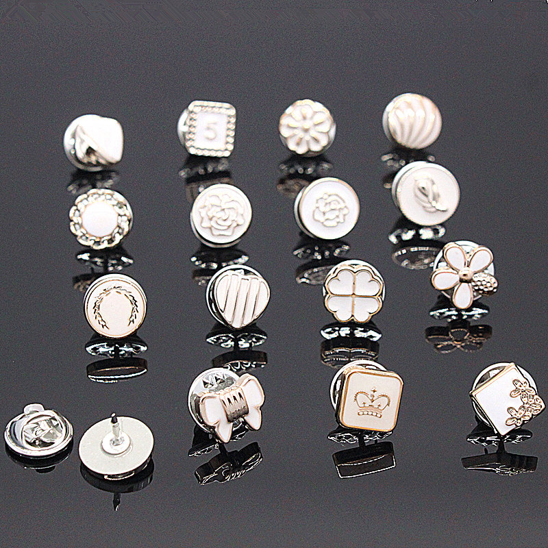 白色系百搭多用途衬衫领口钉扣防走光胸针背带裤防滑别针刺马钉扣