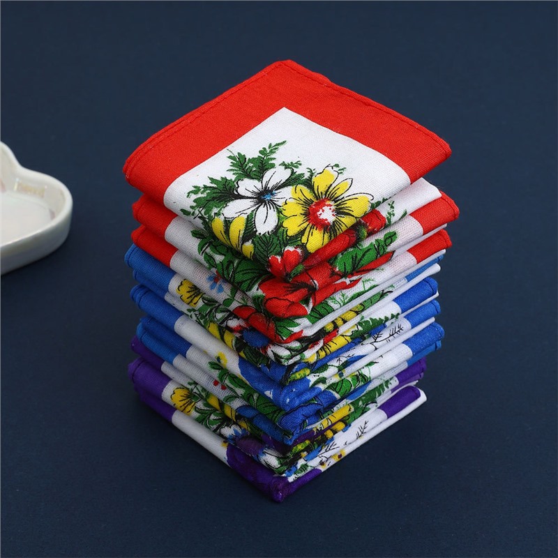 老式经典古风女士纯棉手帕怀旧直边手绢全棉印花花朵手巾随身方巾