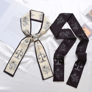 黑色长条lolita腰带细窄丝巾超仙ins飘带装饰女发带小领巾绑包包