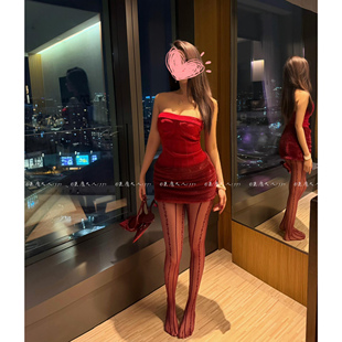 恶魔大人****性感美腿袜竖条纹打底连裤 安可拉红大腿袜 袜辣妹新款