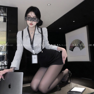 恶魔大人性感OL秘书套装 ****高腰背带短裙制服qqny睡衣女内衣诱惑