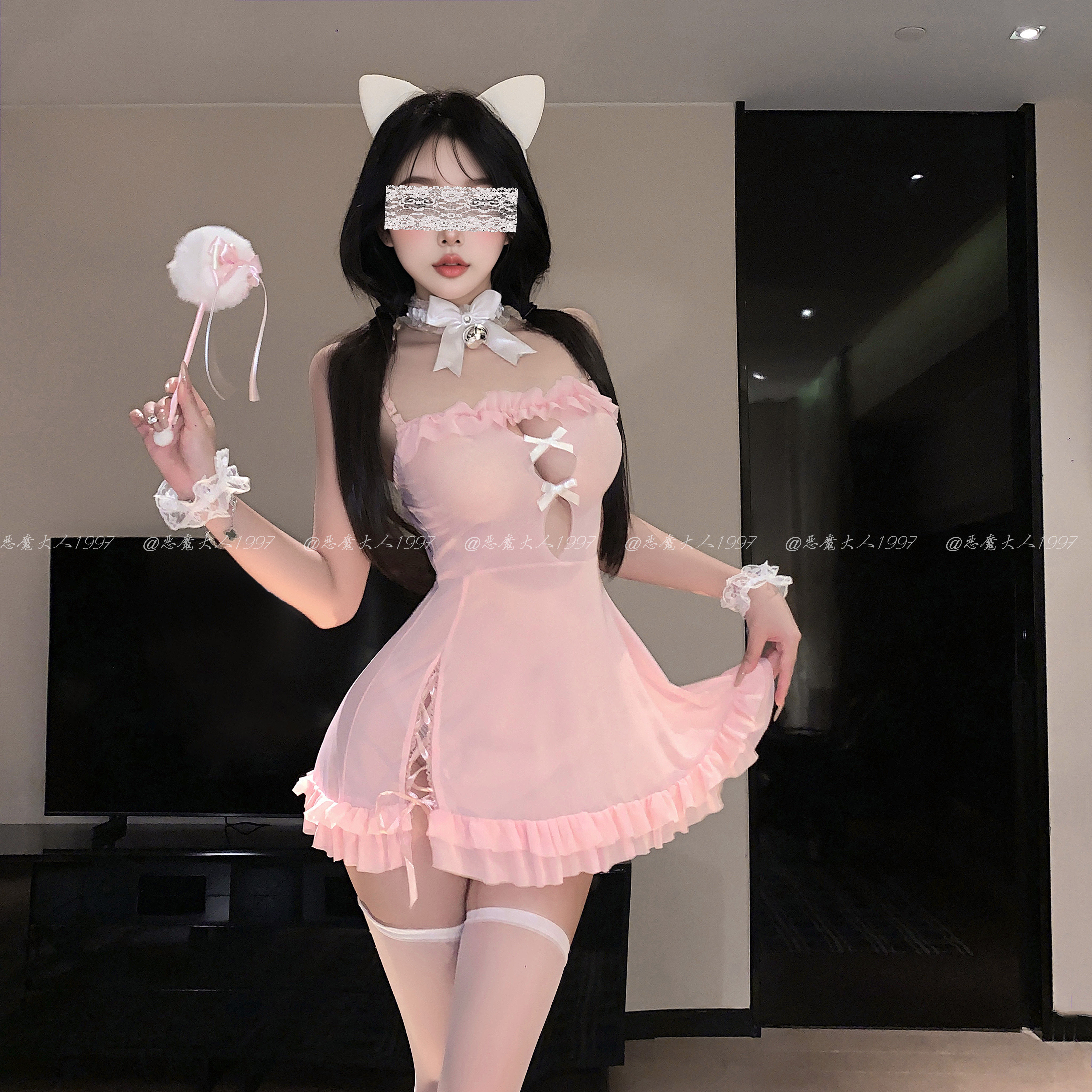 恶魔大人情趣纯欲吊带裙性感小胸诱惑睡衣qqny透视制服内衣套装女