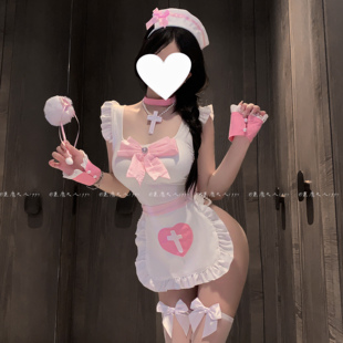 恶魔大人****性感交叉绑带蝴蝶结护士制服COS甜美围裙女仆睡衣女