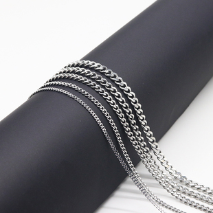 嘻哈简约个性 钛钢项链多规格扁平磨链细链子O型锁骨链挂绳男配饰