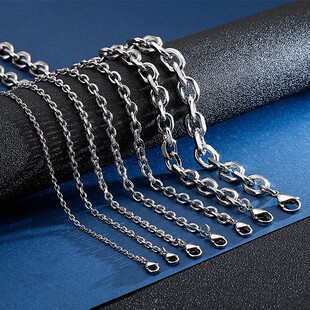 钛钢O字链项链太角链素链嘻哈简约个性锤十字链diy链条配链批角潮