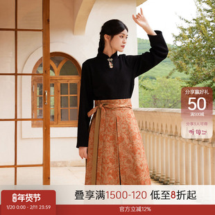 听旬长乐秋冬汉服女日常半身裙原创改良宋制四破三裥裙国风立领衫