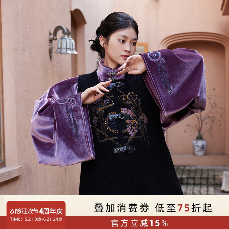 听旬璇玑汉服女秋冬明制改良方领比甲新中式马面褶裤纯羊毛呢套装