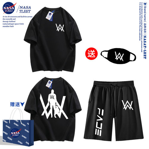 NASA联名嘉豪同款艾伦沃克Alan_walker棉短袖t恤夏季男女宽松上衣