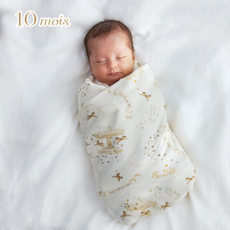 日本10mois竹纤维婴儿包巾纱布巾