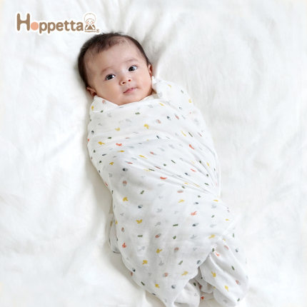 日本Hoppetta竹纤维婴儿纱布包巾多功能新生儿童薄款抱毯包被春夏