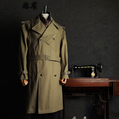 春秋重磅英式男士复古风衣