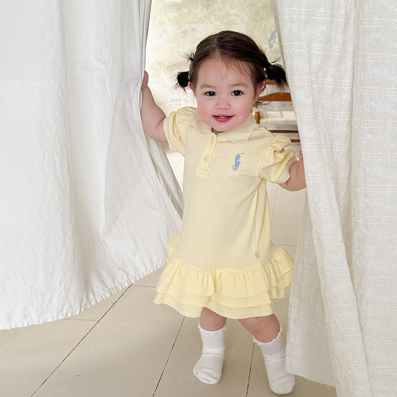 蔗梨童装女童连衣裙2025新款夏儿童Polo领公主裙a类婴儿宝宝衣服