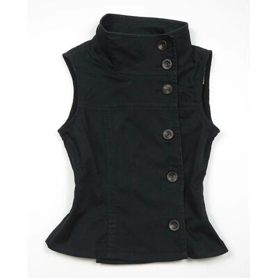 欧美风立领单排扣无袖女士上衣