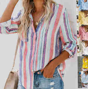 Button Top Autumn Loose Blusas Shirt Size Blouse Plus