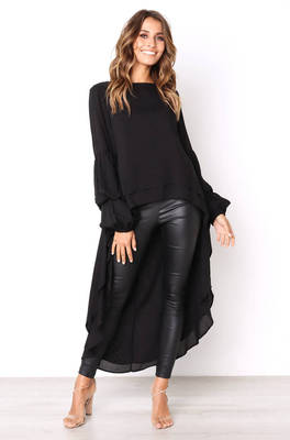 Blouse Ladies Fashion Tops Autumn  Solid Color Blouse