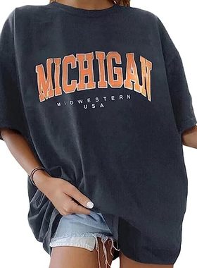 Printed short sleeved loose fitting T-shirt  印花短袖宽松T恤