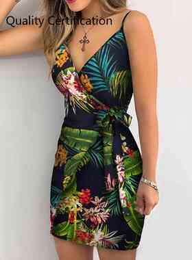 Wrap Casual Dress Women Sleeveless Summer Holiday Mini Dress