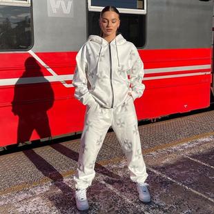 Loose blouse cross hot rhinestone elastic pants trousers长裤