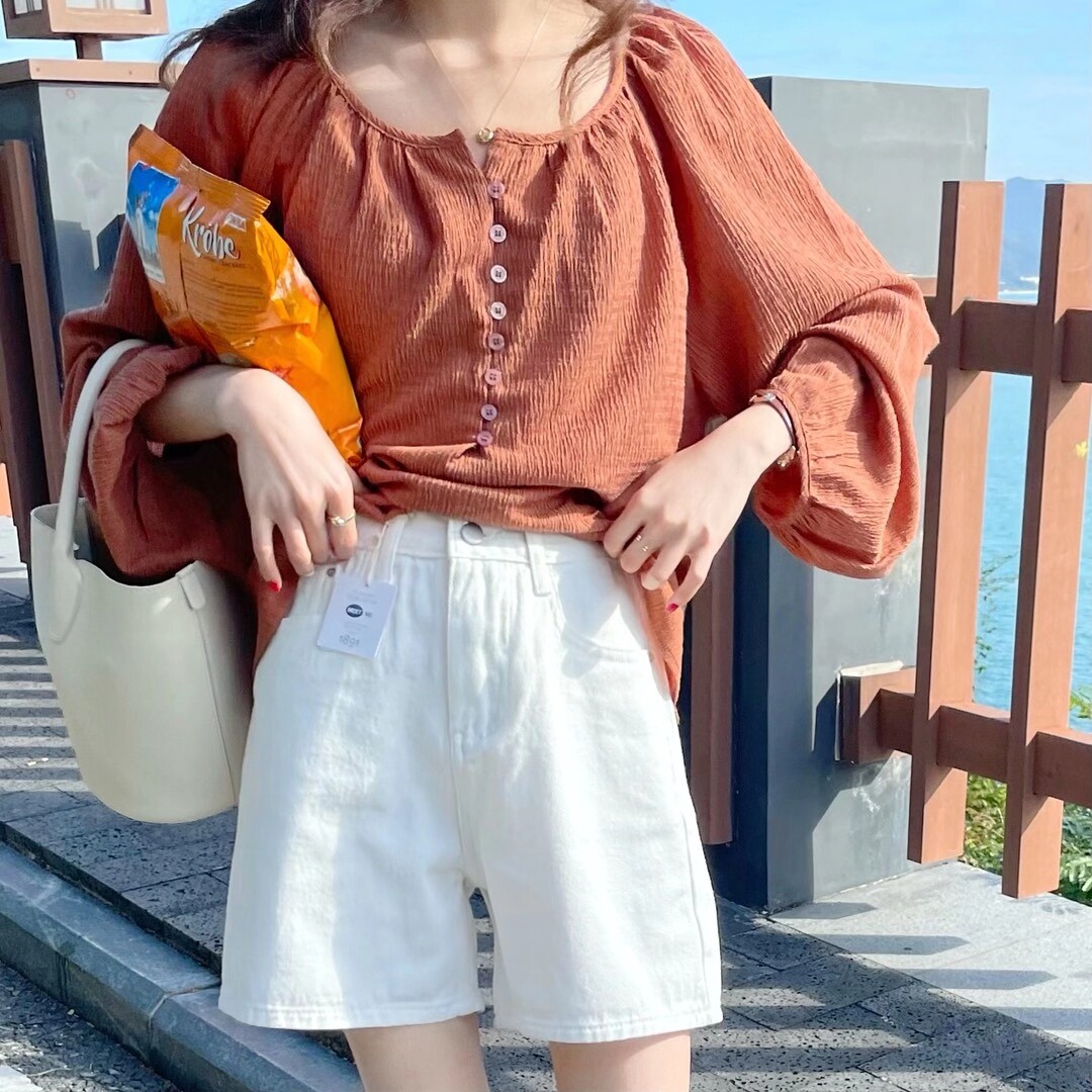 MEET ME 2021春新款韩版宽松百搭白色牛仔短裤女高腰显瘦直筒裤潮在类目 女装/女士精品, 牛仔裤中 - 来自Buy2taobao.com提供专业的淘宝代购服务