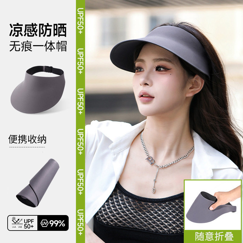 夏季防晒帽子无痕空顶遮阳帽女士大头围可调节男士户外防紫外线