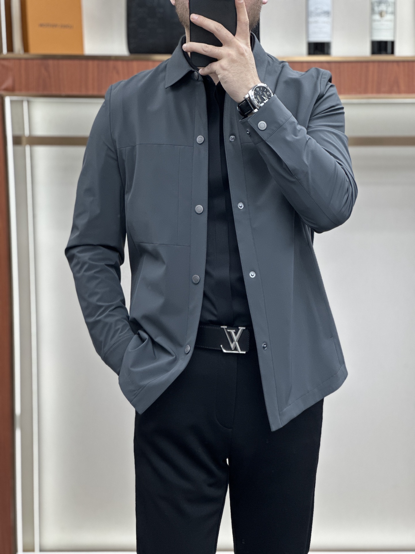 ASMENGGE春季修身翻领百搭夹克