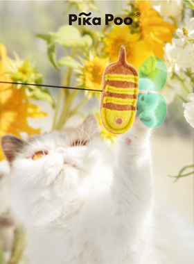 QZee 匹卡噗pika poo小昆虫逗猫棒互动沙沙声蜜蜂蜻蜓猫咪玩具