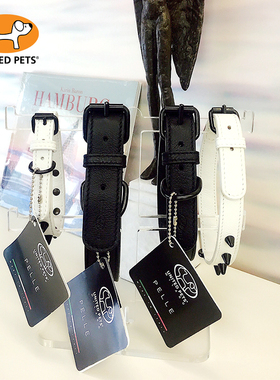 QZee意大利进口United Pets纯手工小牛皮狗项圈 宠物可调真皮脖环