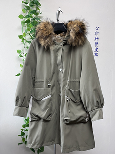 断码尾货冬季专柜品质派克服女款兔皮毛一体内胆大衣保暖加厚